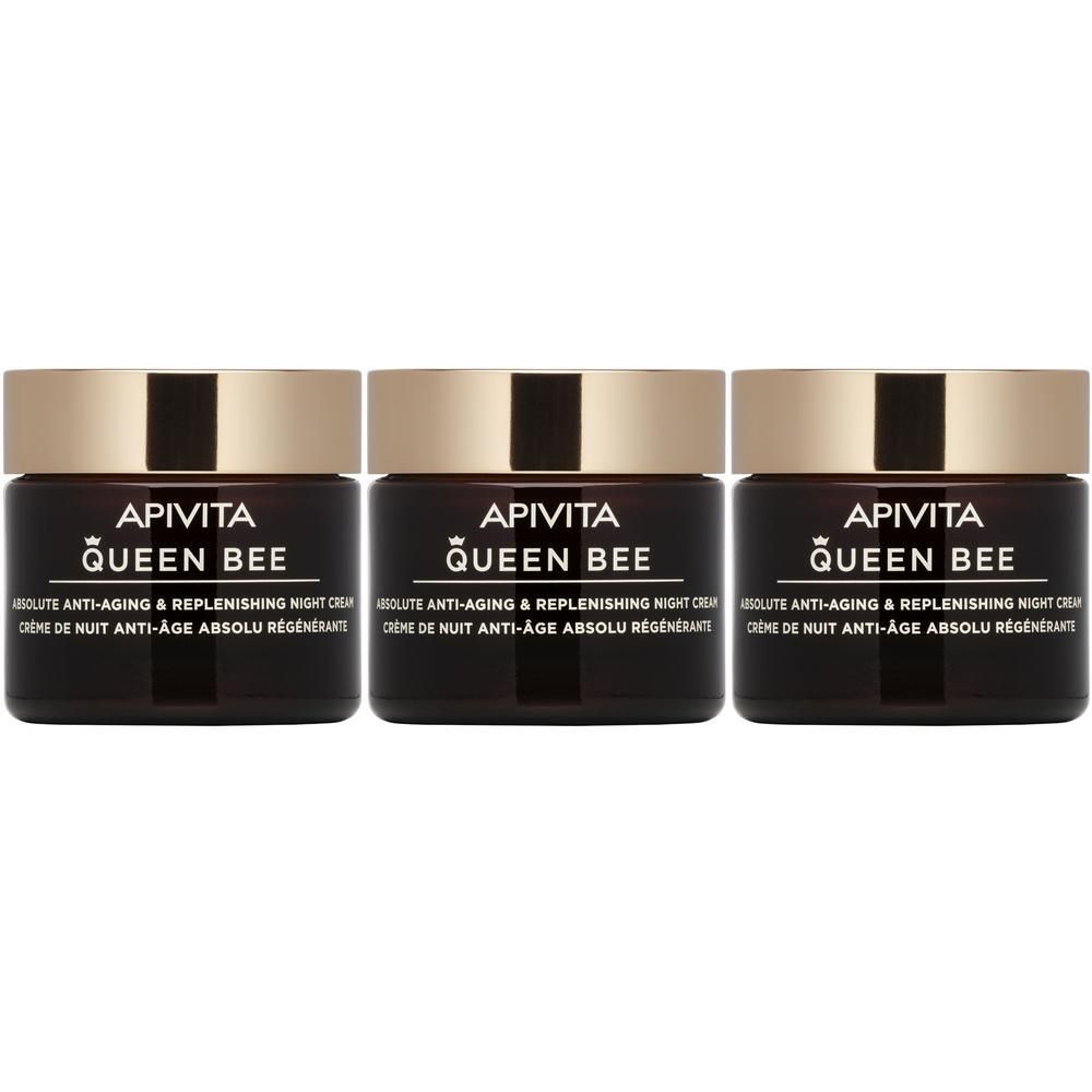 Apivita Queen Bee Crema Viso Notte Antietà Assoluta e Rimpolpante 3x50