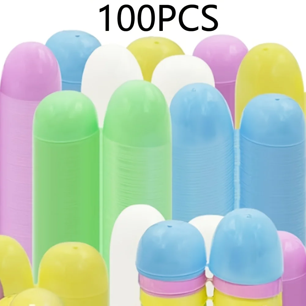 100 Stück Macaron-Farbige Ostereier aus Kunststoff, Befüllbare Ostereiersuche-Spielzubehör, Süßigkeiten-Geschenkverpackung, Kindergeburtstags-Dekoration Image