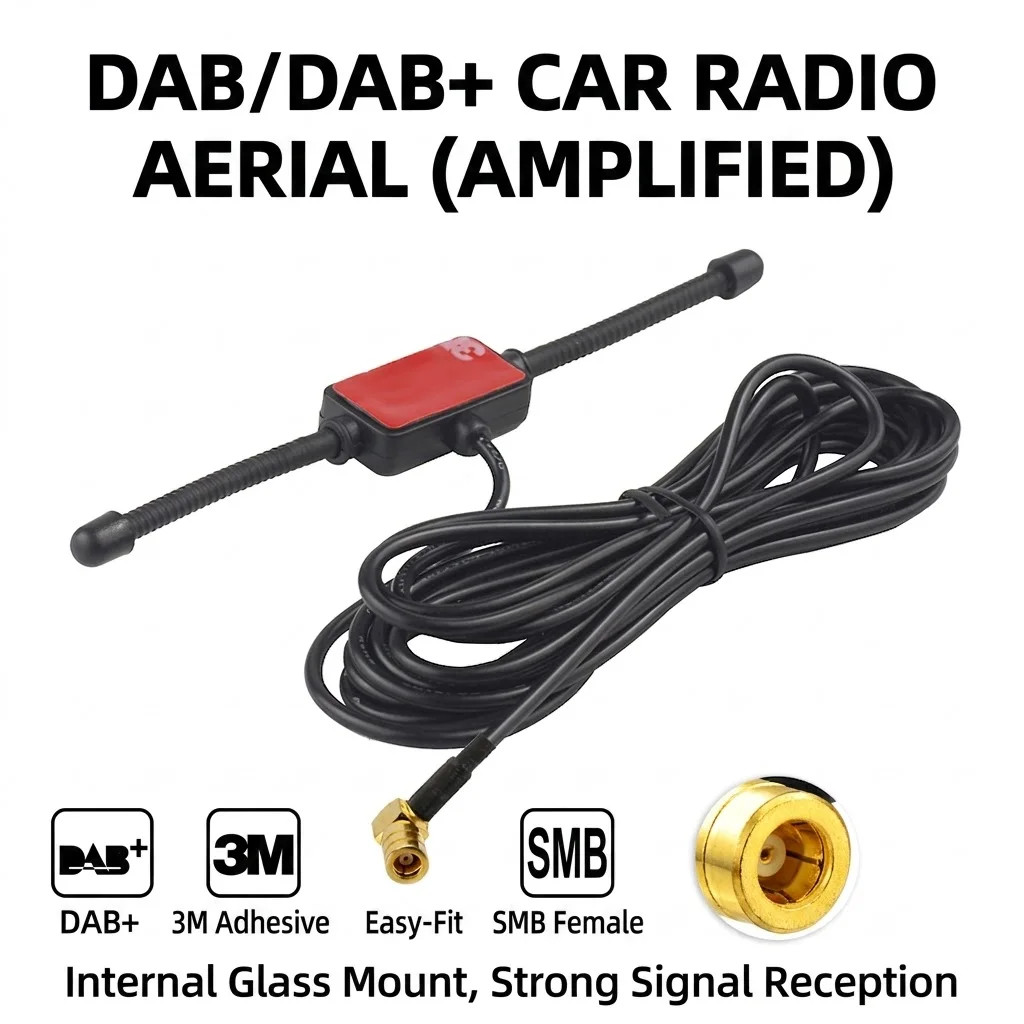 Superbat DAB/DAB+Autoradios, verstärkte, wiederverwendbare interne Glasmontage-DAB-Autoantenne für Pioneer Alpine Image
