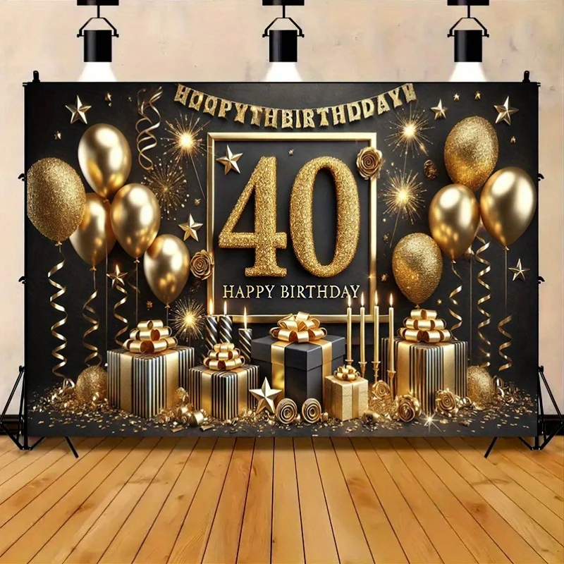 Luxuriöses Partybanner zum 40. Geburtstag für Innen- und Außenveranstaltungen, Haus, Garten, Feiertagsdekoration – S Image