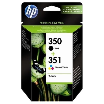 HP 350/351 Schwarz Farbe Cyan Magenta Gelb Original Tintenpatrone 200 Seiten Image