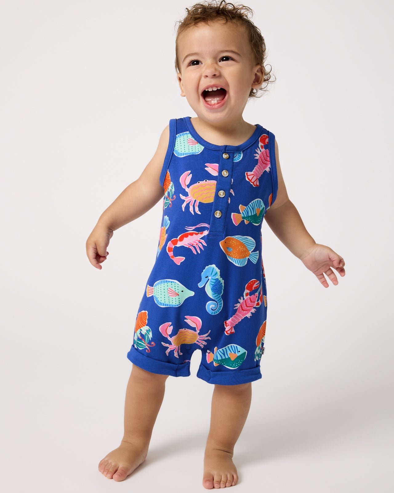 Tidepool Party Henley Romper - 0-3 months