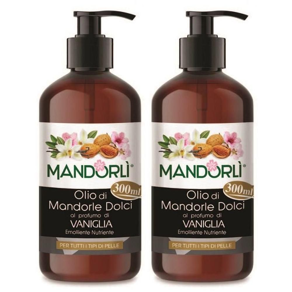 MANDORLÌ Olio di Mandorle Dolci al profumo VANIGLIA 2x300 ml