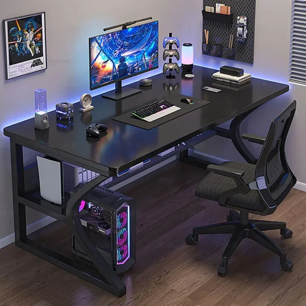 80x50cm Gaming-Computertisch mit Metallrahmen, moderner Home-Office-Tisch, Schreibtisch, Arbeitsplatz, Arbeitstisch für Schlafzimmer, Büro, Gaming-Raum