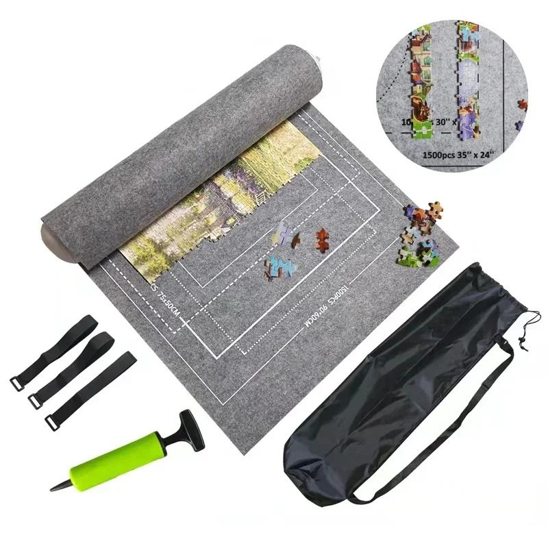 Portable Puzzle Roll Up Mat For Up To 1500 Piece Jigsaw Puzzles black Mat