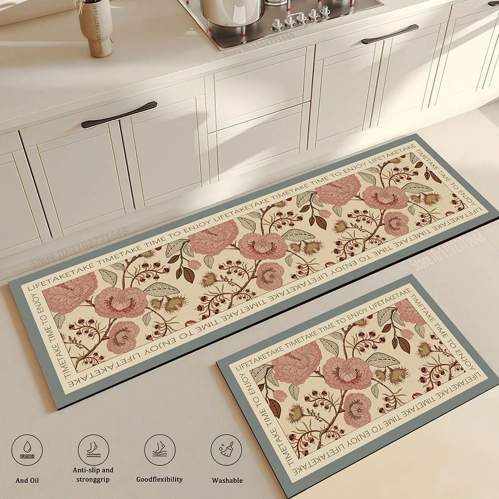 Anti Fatigue Non Slip Washable Green Kitchen Floor Mat And Soft Low Profile Bedside Entrance Runner style 1 20 In X 63 In