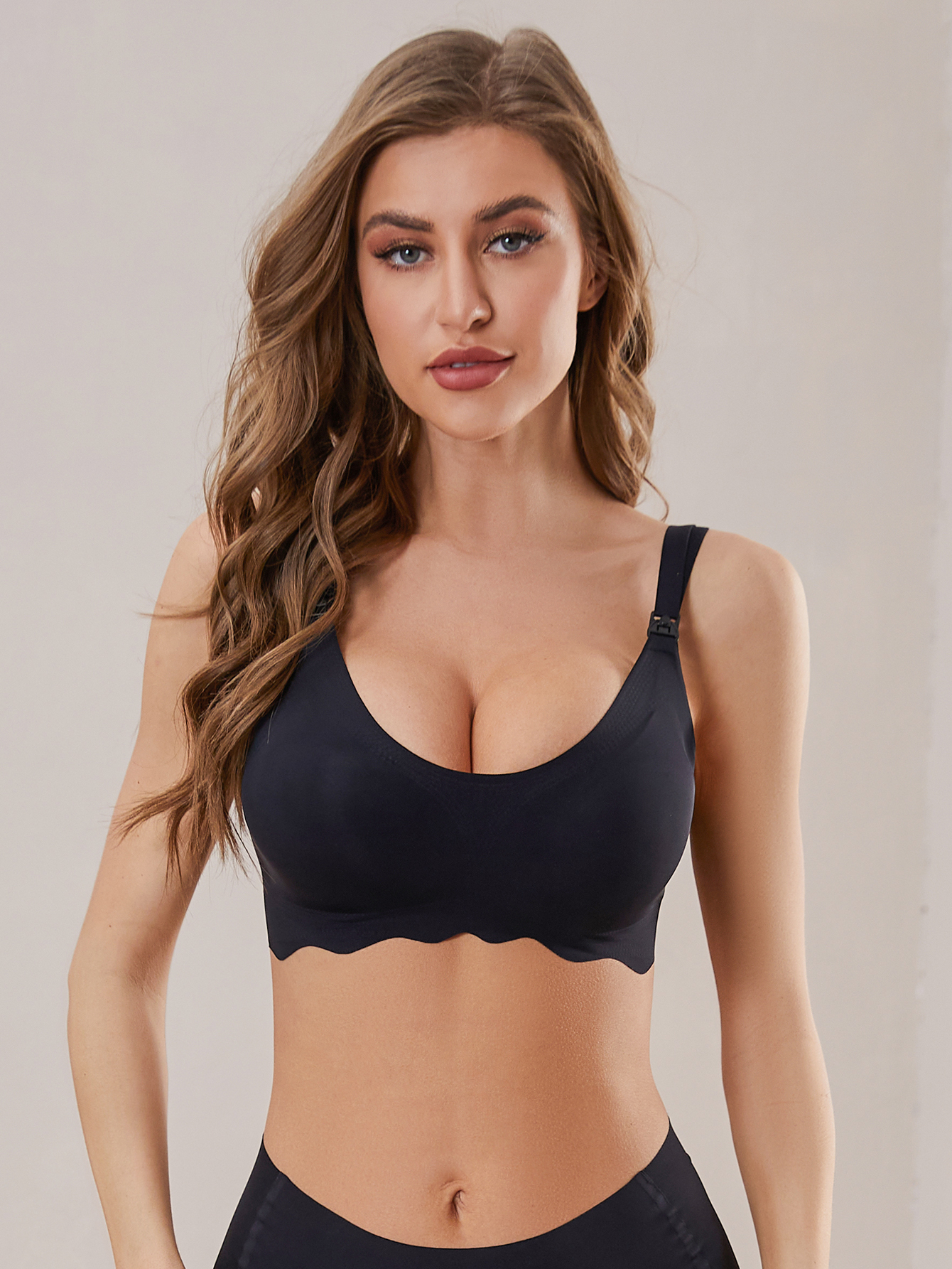 ComfortEase Seamless Nursing Bra Breathable Wireless Breastfeeding Bra With Detachable Clips pink l