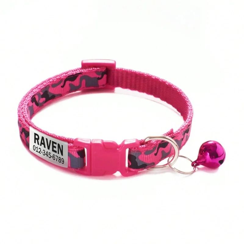 Personalized Camouflage Cat ID Collar hot Pink