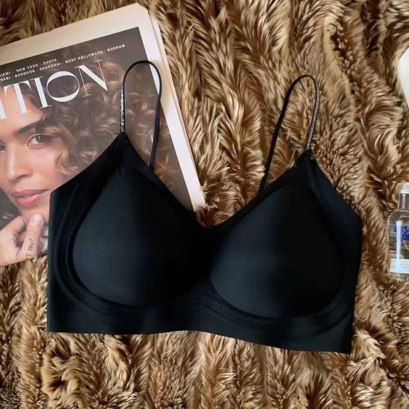 Summer Ultra Thin Invisible Backless Bra For Women Seamless Ice Silk Comfort black s