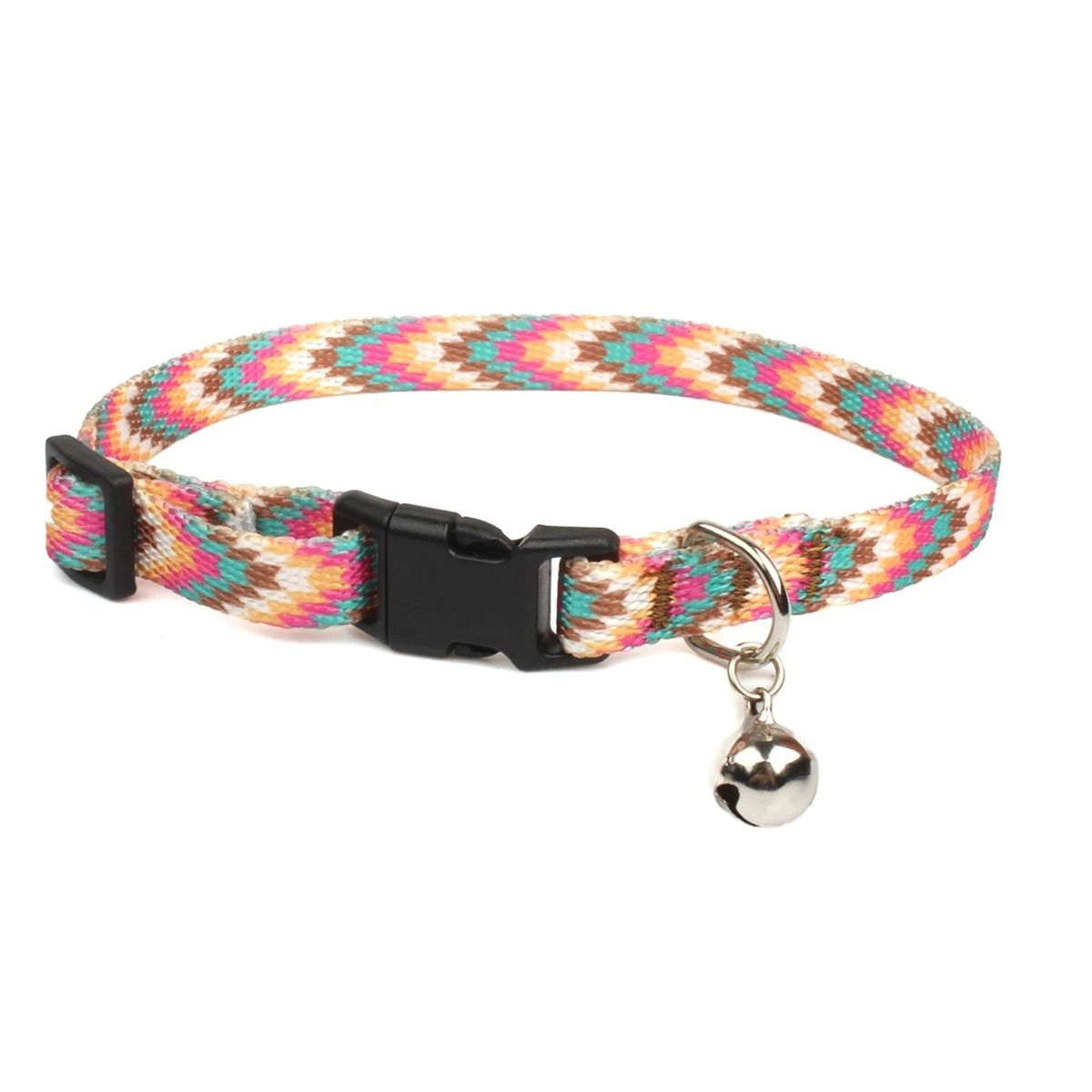 Geometric Doodles Colorful Print Adjustable Cat Collar With Bell colorful Arrows