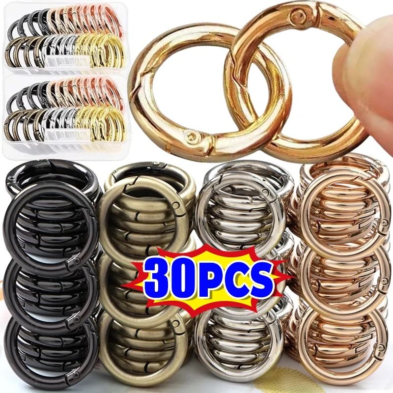 Heavy Duty Metal Spring Clasp Rings For Jewelry Keychains And Bag Accessories gold 30pcs 1.30 In