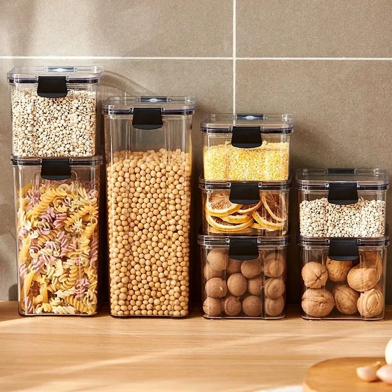Sealed Airtight Grain & Pasta Storage Container black 700 Ml