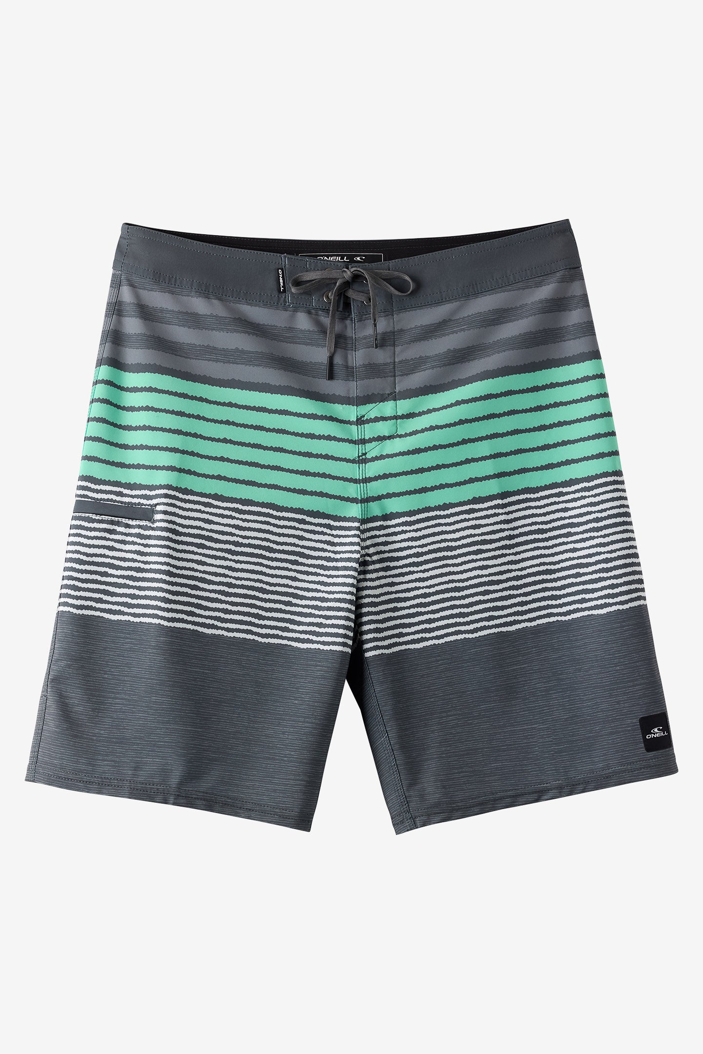 O'Neill Boy's Hyperfreak Heat Stripe 17"" Board Shorts in Dark Shadow, Size 26, Elastane/Polyester