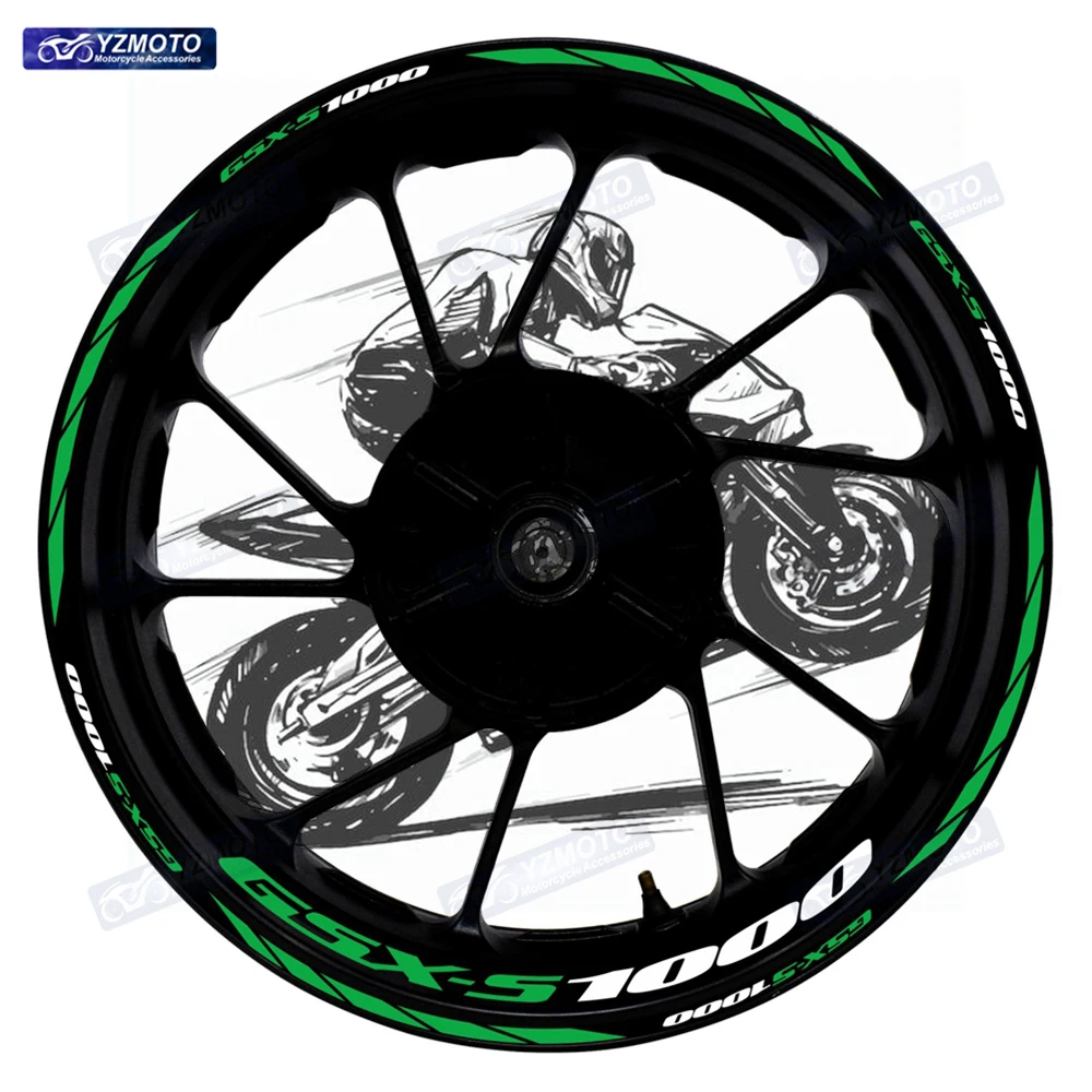 Für GSX S 1000 GSX-S1000 Motorrad Vorder- und Hinterradnabe 17-Zoll-Aufkleber Wasserdicht Reflektierende Felge Dekorieren Aufkleber Aufkleber Image