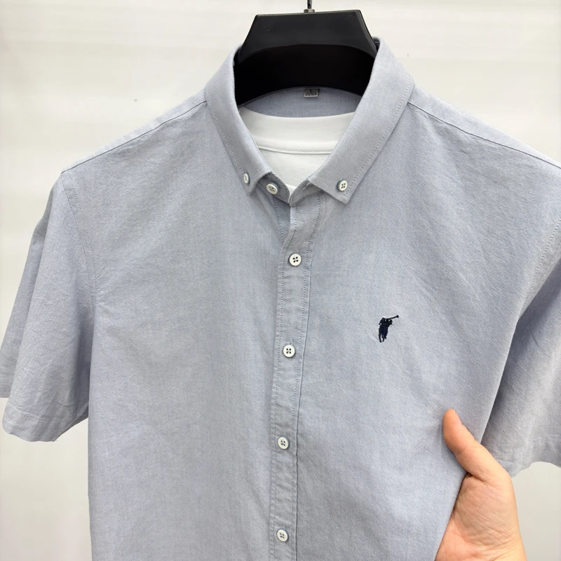 Designer-Luxusmarke Kurzarm-Hemd Sommer 100% Baumwolle Hochwertige Pony-Stickerei Mode Golf Casual Business Neue Herrenmode Image