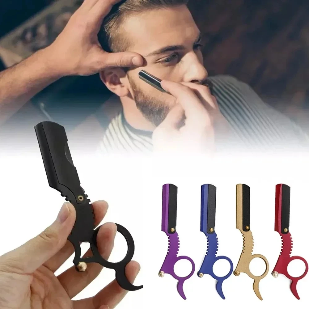 Edelstahl Klassischer Rasierhobel für den Daumen, Doppelklingen-Haarschneidegerät für Glatzköpfe, Augenbrauenformung, Friseurzubehör Image