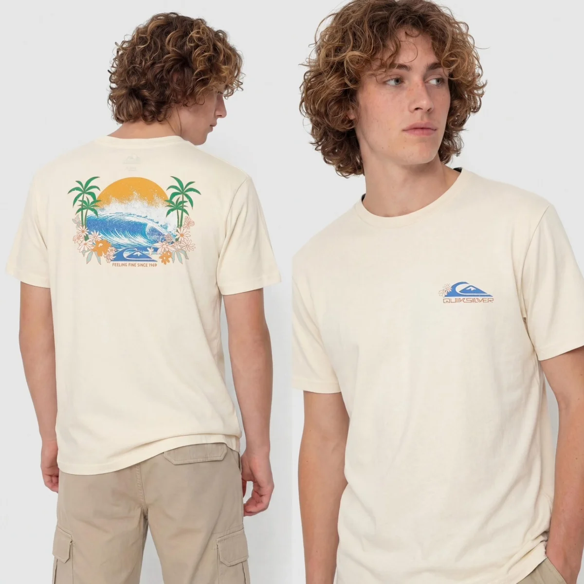 Beige Barrel Paradise Classic Outdoor Surfing Skateboard Marken-T-Shirt aus Baumwolle mit Grafikdruck für Herren und Damen, Sommer-Streetwear Image