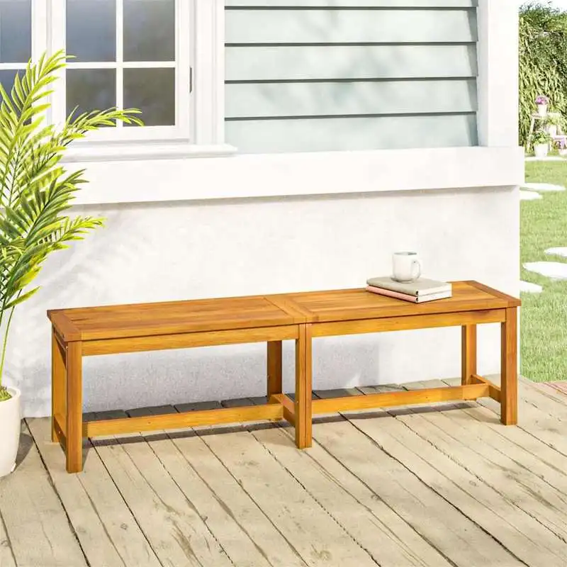 Banc de jardin 150x35x45 cm en bois massif d'acacia, banc de jardin en bois d'acacia massif pour terrasse et jardin
