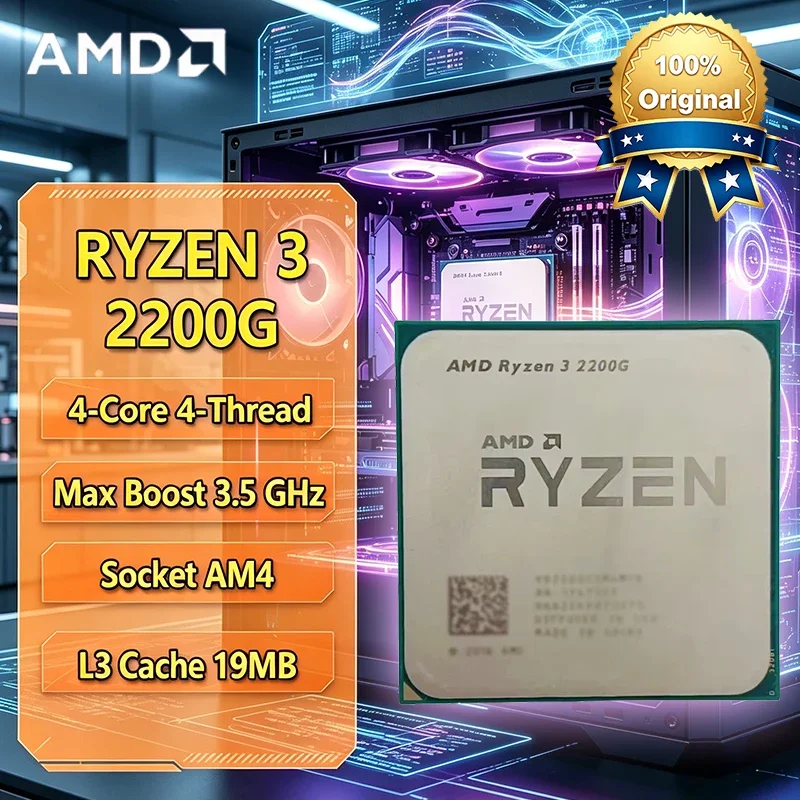 AMD Ryzen 3 2200G R3 2200G 3,5 GHz Quad-Core Quad-Thread CPU Prozessor YD2200C5M4MFB Sockel AM4 Ohne Verpackung Image
