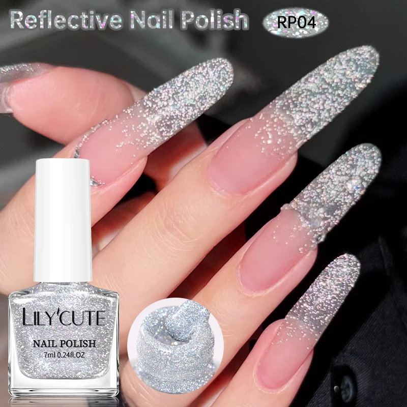 LILYCUTE 7ml Reflektierender Chic New Gel Nagellack Flash On Glitter Glänzender Nagelkunstlack Langanhaltend Ohne Lampe Lufttrocknend Image
