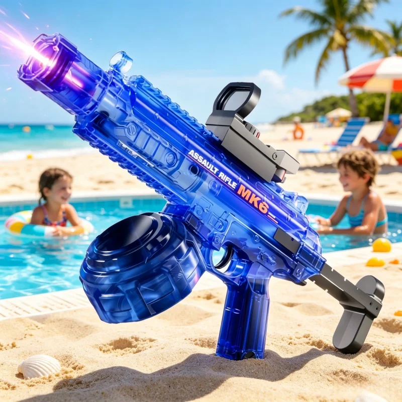 MK6 Kinder Automatische Dauerfeuer-Wasserpistolen Leistungsstarke Elektrische Wasserblaster für Kinder Sommer Outdoor Pool Spielzeug Image