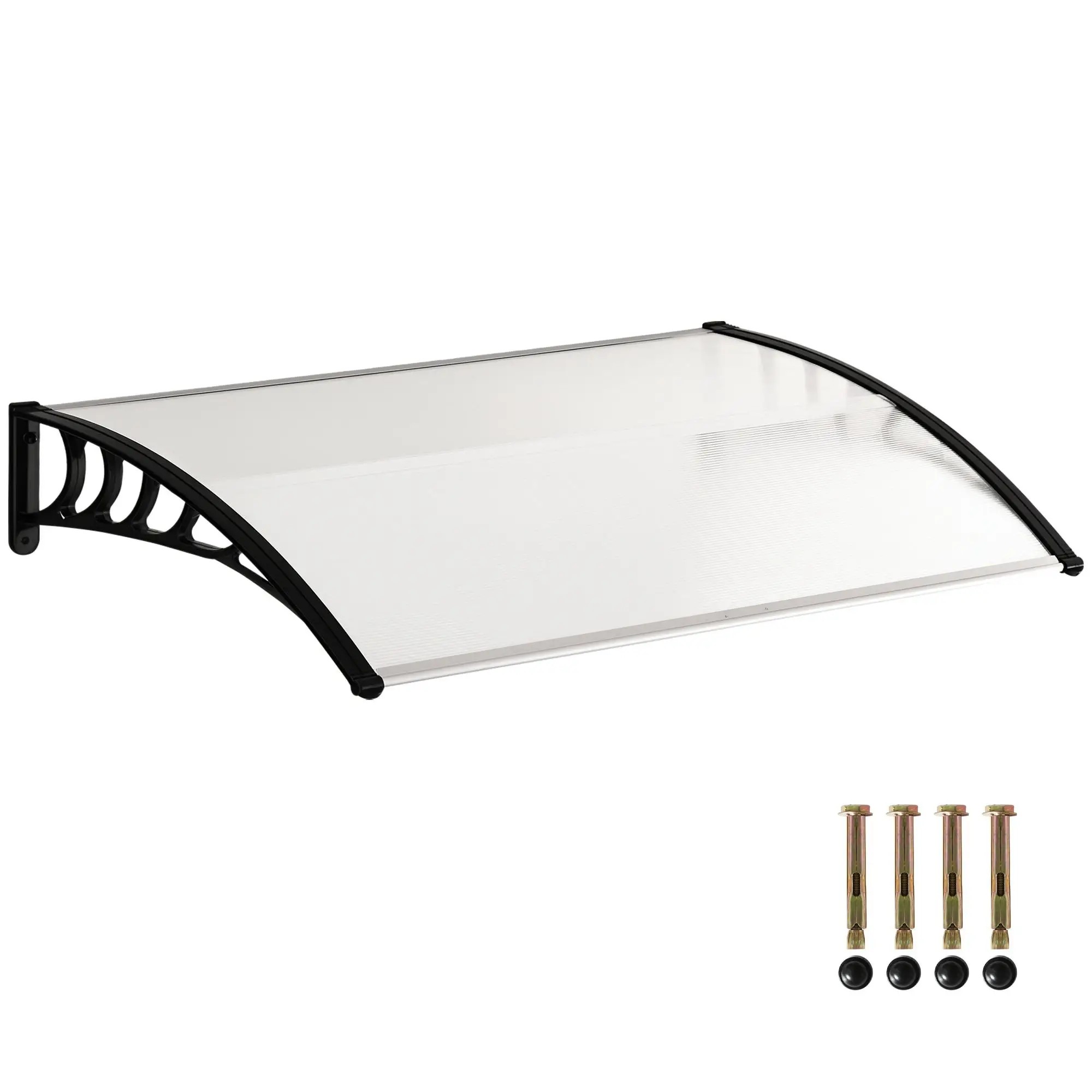 Polycarbonat-Vordach UV-Beständig für Tür & Fenster 122x89 cm Aluminiumprofil Weiß Image