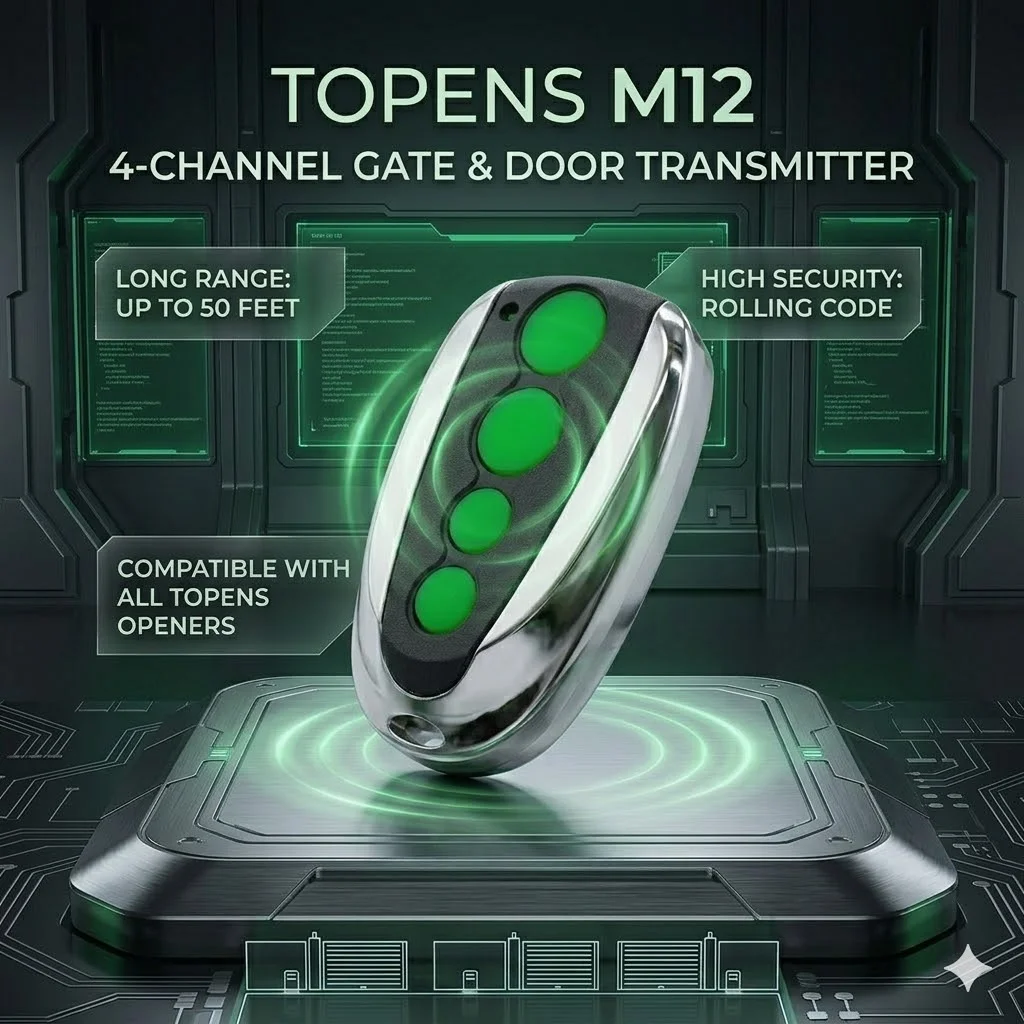 TOPENS M12 für Aleko AC1400 AC2000 AR2000 AR1450 Rolltorantrieb, Toröffner, Sender, Tor-Schlüsselanhänger, Rolling Code Image