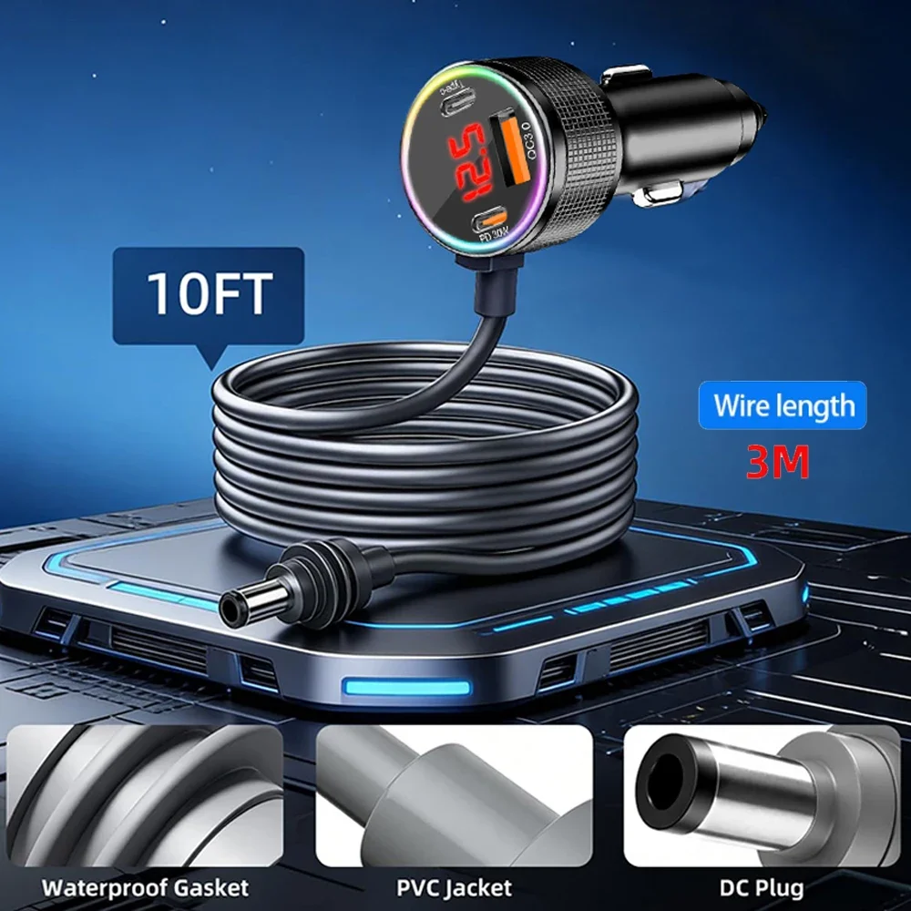 3-in-1 Auto-Stromkabel für Starlink Mini Zigarettenanzünder-Adapter 12V-48V Plug-and-Play für Auto Wohnmobil Boot 3M Kabel Auto-Zubehör Image