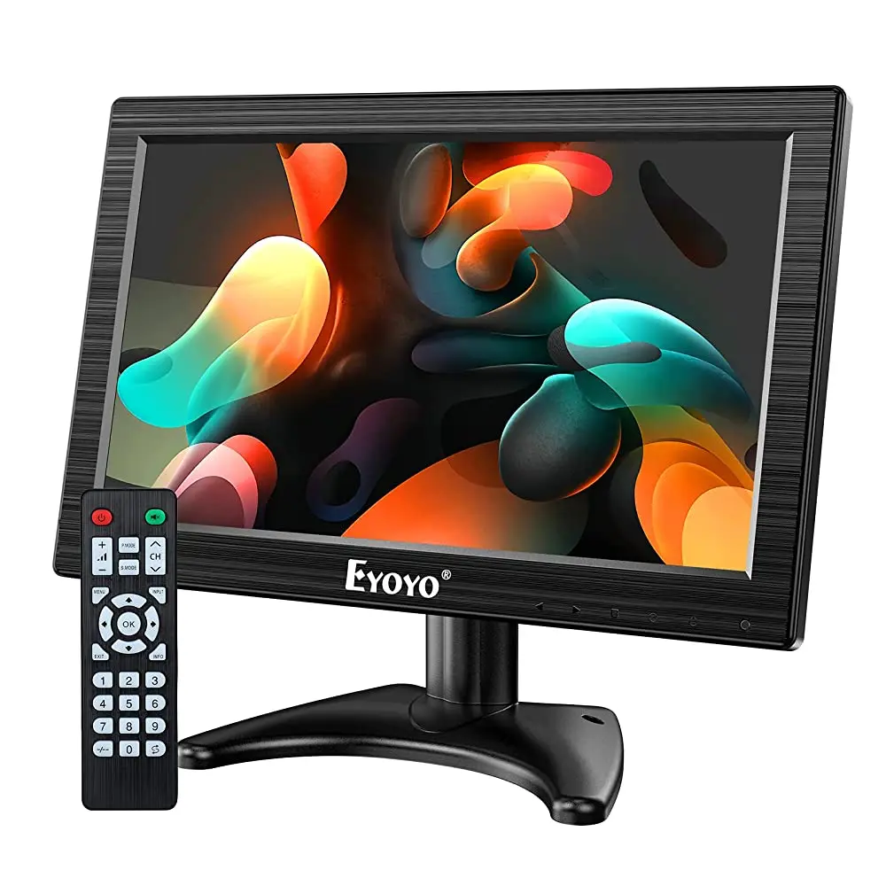 Eyoyo kleiner 12-Zoll-TFT-LCD-Monitor mit AV-, HDMI-, BNC- und VGA- sowie USB-Anschlüssen, 1366 x 768, tragbarer HD-Farbbildschirm, integrierte Lautsprecher Image