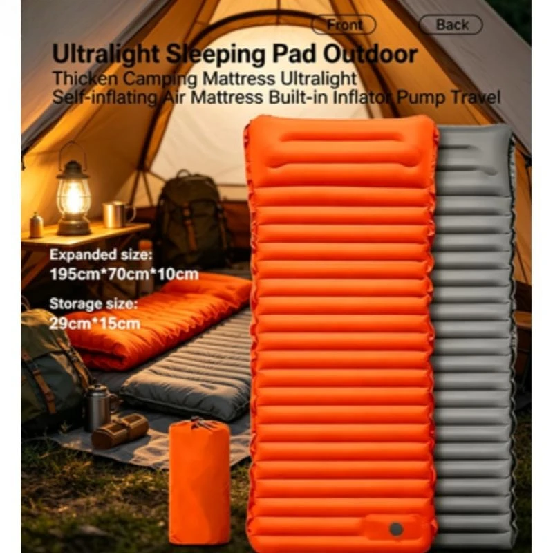 Ultraleichte, selbstaufblasende Isomatte mit eingebauter Pumpe für Camping, Wandern und Outdoor-Reisen Image