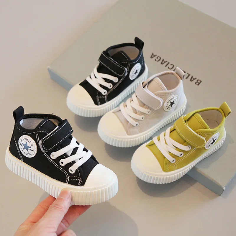 Kinder High-Top Canvas Schuhe Frühling Herbst Jungen Casual Sneakers Rutschfeste Mädchen Flache Schuhe Gepolsterte Sohle Kleinkinder Schuhe Casual