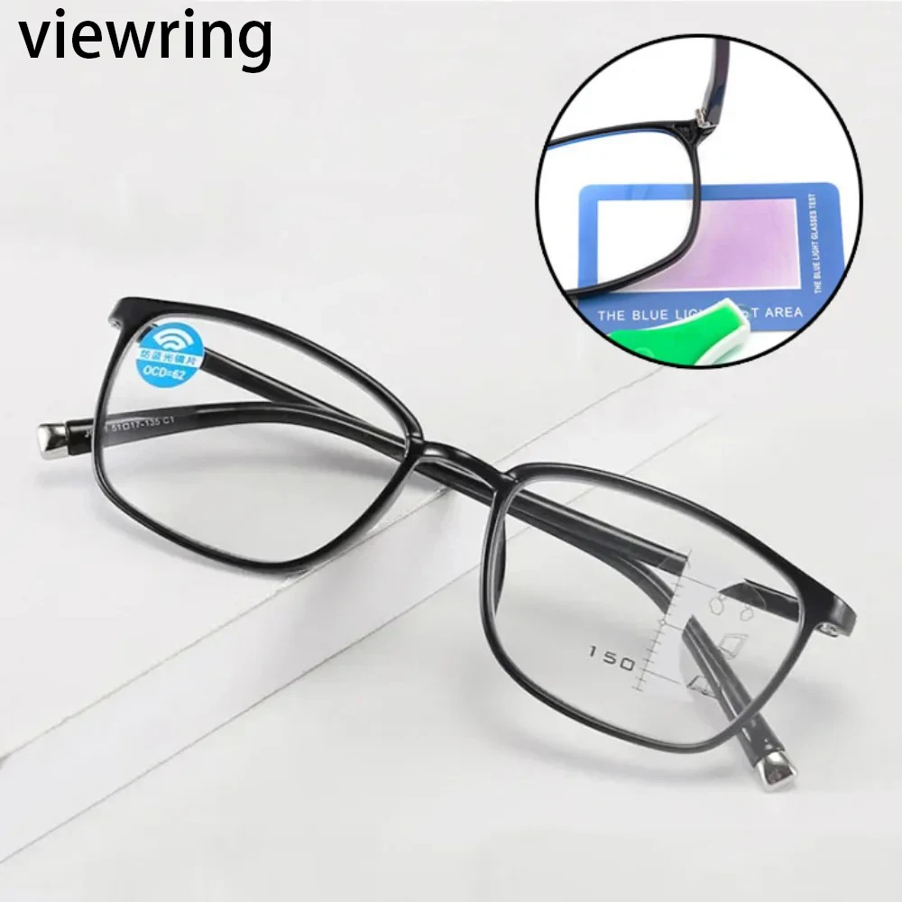 ViewringAnti Blue Light Bifokal-Lesebrille, doppelt verwendbare Presbyopie-Brille, schwarzer Rahmen, Brillen für Männer und Frauen, für den täglichen Gebrauch Image