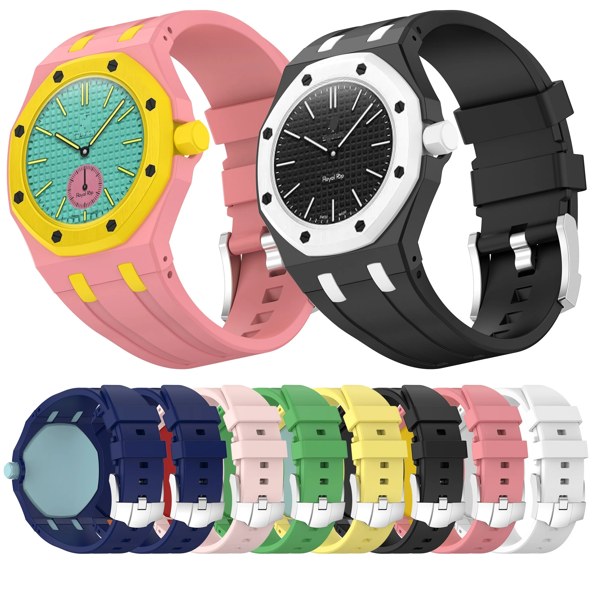 Für Audemars Piguet AP x Swatch Royal POP Taschenuhr: Schutzgehäuse, Gummi-Lünette, Armband-Ersatzkit, Armband-Modifikationsset