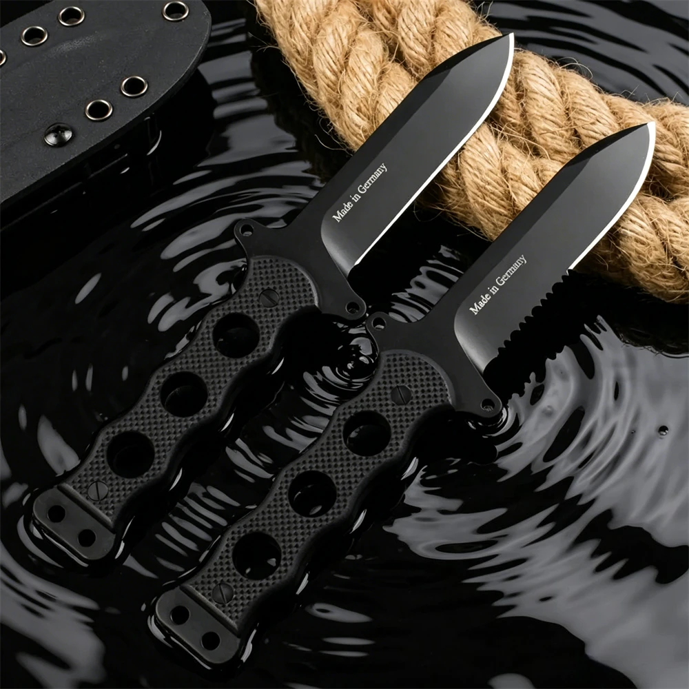 Eickhorn Solingen S.E.K. II Camping & Outdoor EDC-Messer mit feststehender Klinge – DC53-Stahl, rutschfester, strukturierter Griff, universelle Schneidwerkzeuge Image