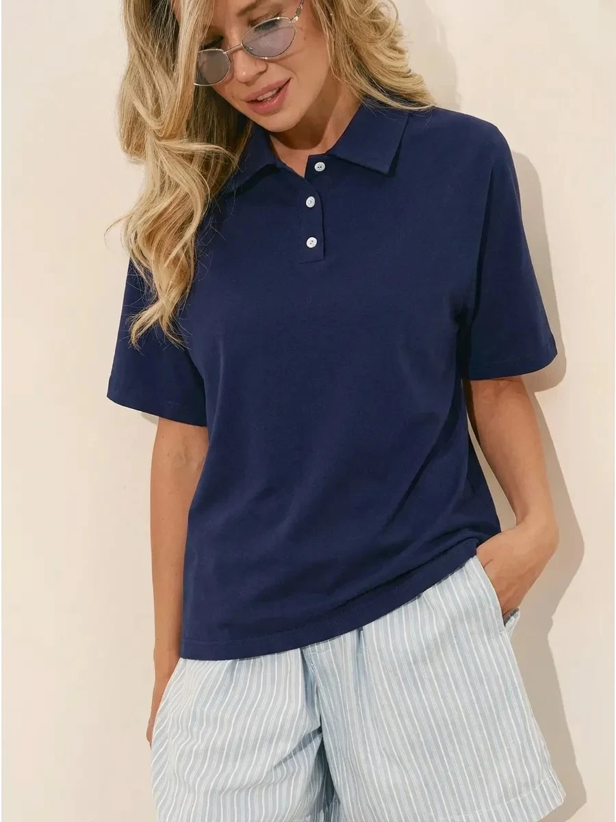 Sommermode Polohemden Lässiger Stil Damen Herren Atmungsaktive Golfshirts T-Shirts Unisex Streetwear Trendige Oversize Weiß Image