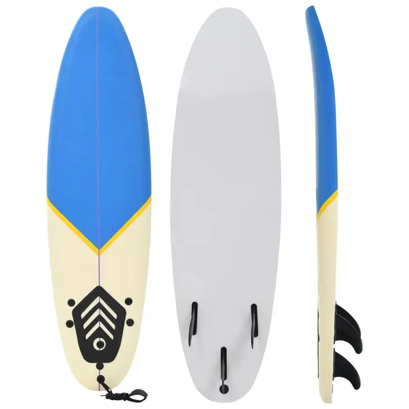 Blaues und cremefarbenes Surfbrett 170 cm – Leichtes Schaumstoffboard für Meer, Strand, Wellen, Outdoor-Wassersport, Sommer-Strandabenteuer, Anfänger, Erwachsene, Teenager, Surftraining, Image