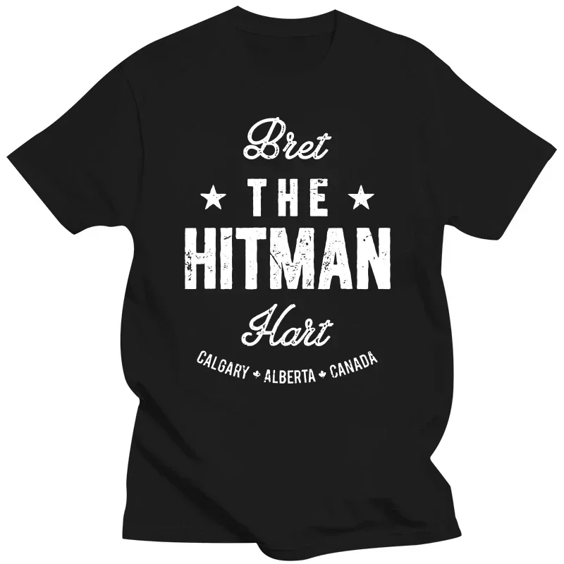Alle Größen Herren-T-Shirt in Schwarz-Weiß mit Immortal Faces Band-Poster, Bret The Hitman Hart, Vintage-Kampf-Typ, lustiges Baumwoll-T-Shirt, Geschenk für Männer