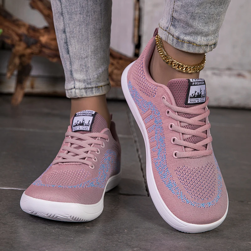 Atmungsaktive, leichte Freizeitschuhe zum Schnüren für Damen, modische, bequeme, flache, weit zulaufende Wanderschuhe für den Außenbereich, Größe 36–42
