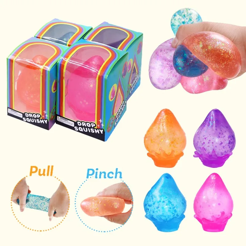 Needoh Dream Drop Sensorisches Spielzeug Glitzer in Vier Farben Stressabbau Weiches Quetschspielzeug Ungiftig für ADHS Erwachsene Kinder Fidget Toy Image