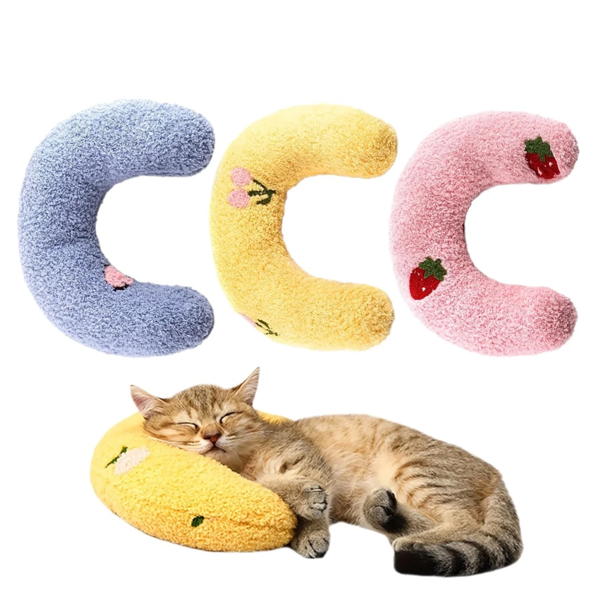 Fair Little Pillow für Katzen, ultraweiches, flauschiges, beruhigendes Haustierspielzeug, halber Donut-Kuschler zur Gelenkentlastung, verbessert den Schlaf, maschinenwaschbar Image