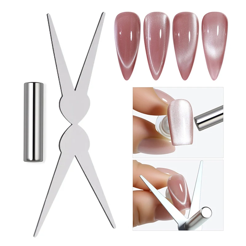 Doppelkopf-Katzenmagnet, französischer Formmagnet, Nagelkunstwerkzeug für magnetischen Gel-Nagellack, DIY V-förmiger Effekt, Maniküre-Magnetwerkzeug Image