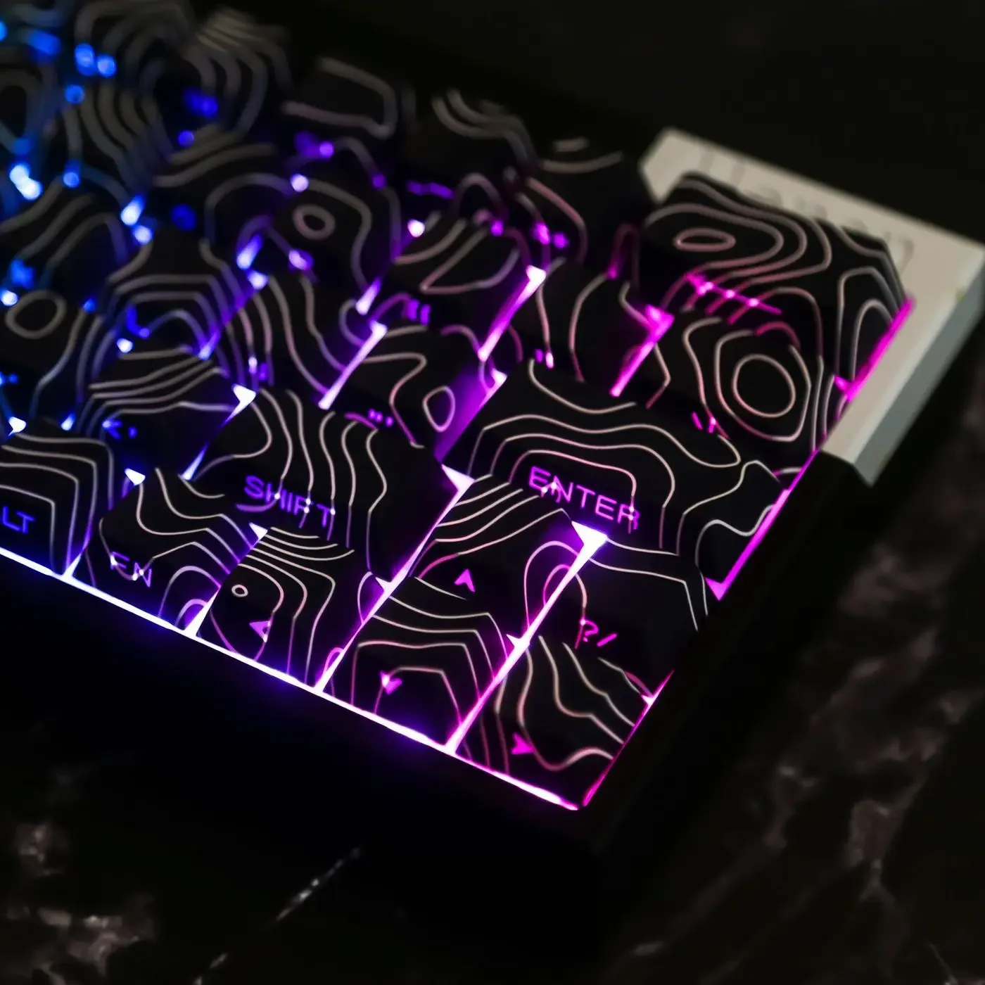 Contour 4.0 seitlich gravierte Tastenkappe, PBT, durchscheinend, 97 Tasten, Gaming-Tastenkappe für mechanische Tastatur, weiß, für Magnetschalter F75 GMK87 Image