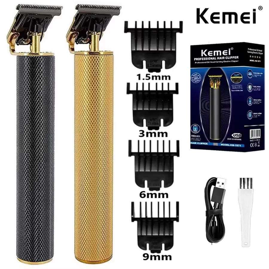 Kemei KM-1971 Haarschneidemaschine für Glatzköpfe, 0 mm, elektrischer Haarschneider, wiederaufladbar, kabellos, für Männer, Bartschneider, Schneidemaschine Image