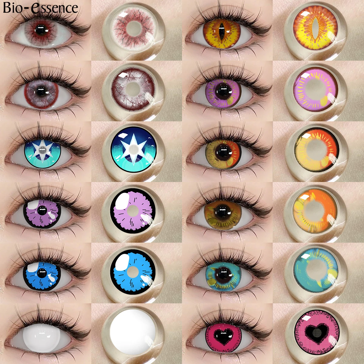 Bio-essence Anime Cosplay Kontaktlinsen Lila Linsen Halloween Weiße Linsen Drachenauge Cosplay Linsen Farbige Pupillen für Partys Image