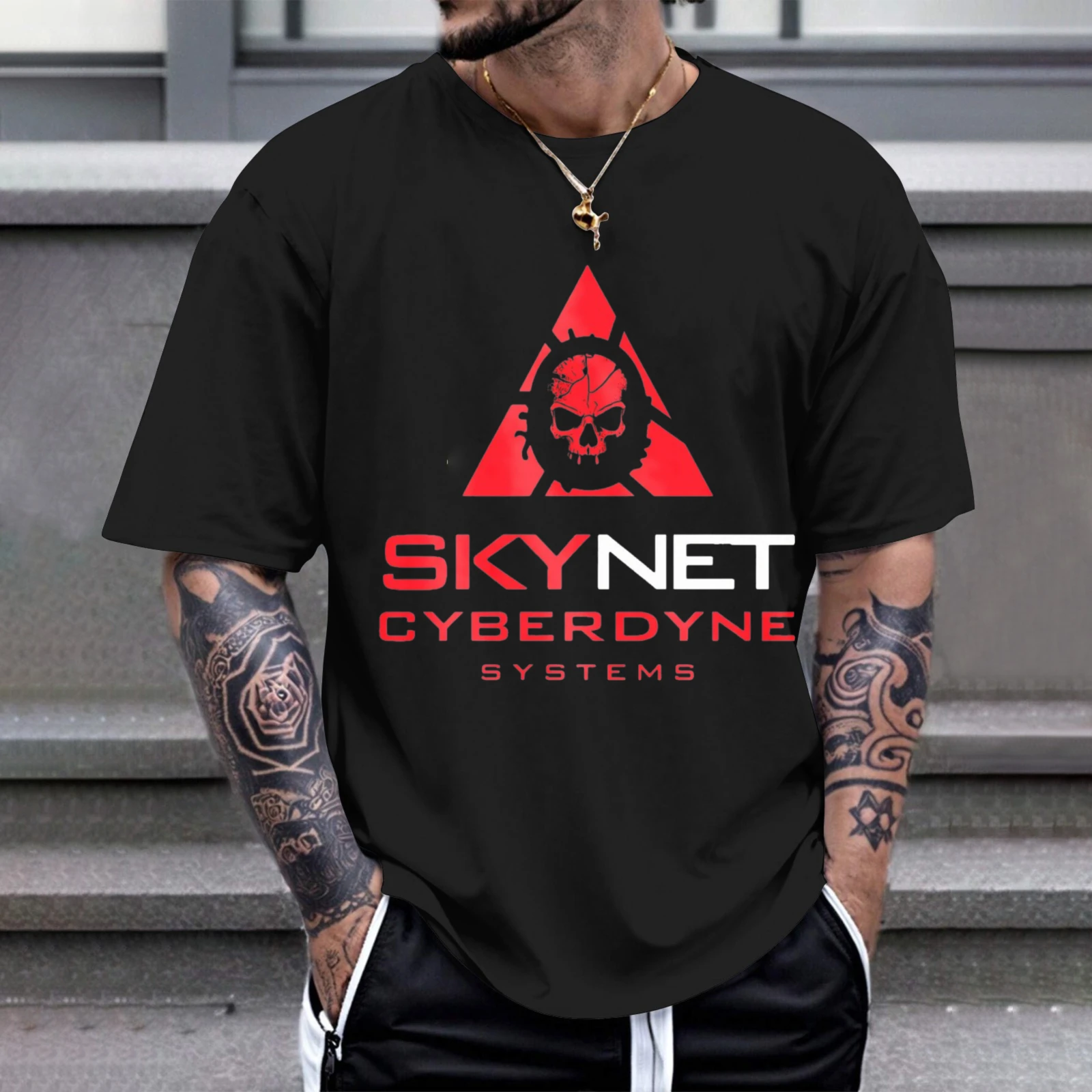 Herren-T-Shirt mit Skynet Cyberdyne Systems-Logo in Rot, perfekt für Freizeitkleidung, Partys und Karnevalsoutfits Image