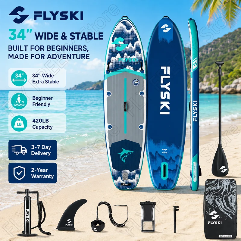 EU Langlebiges Aufblasbares Paddleboard: Dreifach Verstärktes PVC, UV50+ Sonnenschutz, Kratzfeste Oberfläche & Felsresistentes Design für Alle Gewässer Image