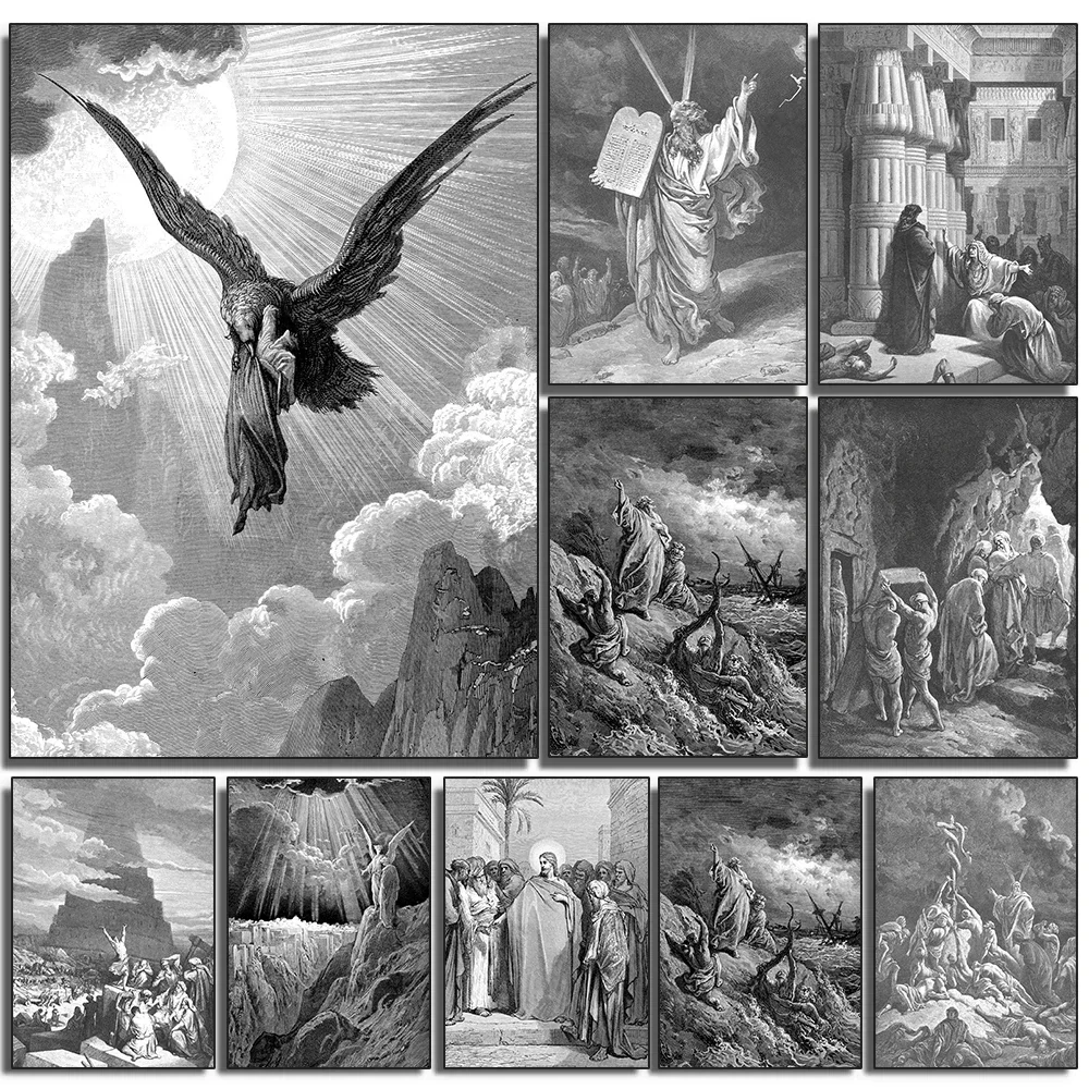 Gustav Dore Satan Paradies Verloren Monster Wand Kunst Jesus Leinwand Malerei Nordic Poster Und Drucke Wand Bilder Wohnzimmer De Image