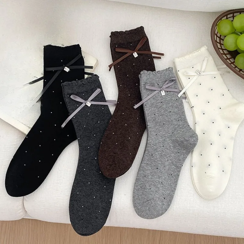 1/5 paar frauen Frühling Sommer Neue Stil Elegante Schmetterling Bogen Mittleren Socken Casual Bequeme Spitze Atmungsaktive frauen Socken Image