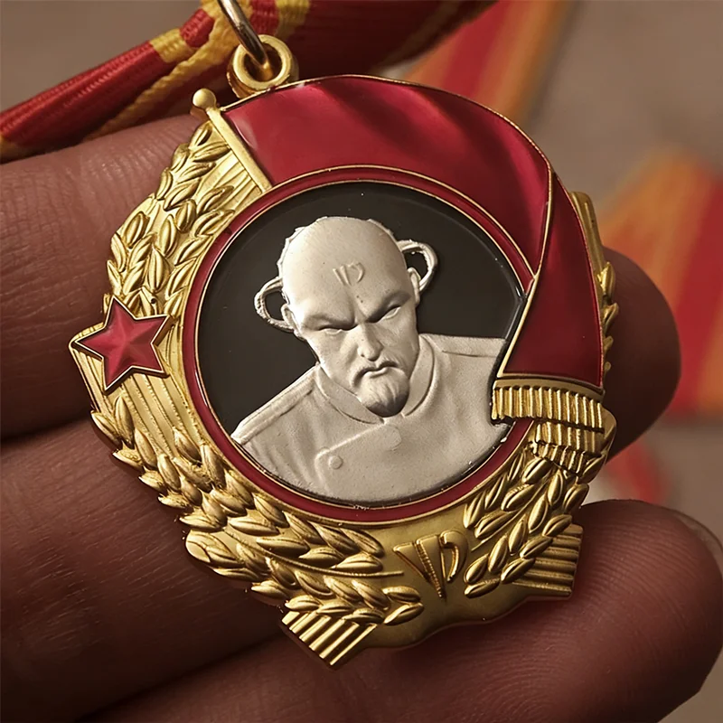 Lenin-Medaille der Sowjetunion, Legierung, rote Flagge, fünf Sterne, Sammlerstück Image