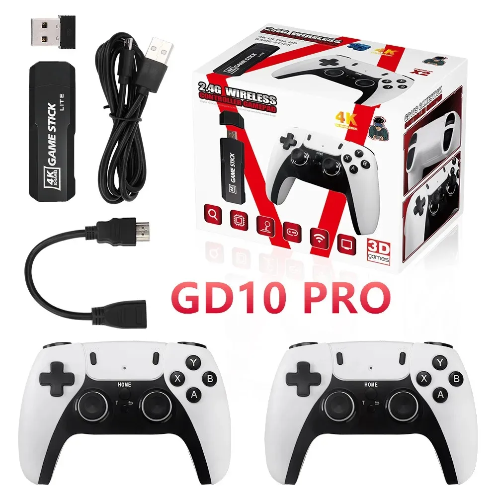 Nouvelle console de jeu vidéo GD10 PRO, manette sans fil double 2.4G, jeu 4K, 58000 jeux, 256 Go, jeux rétro, cadeau de Noël pour garçon